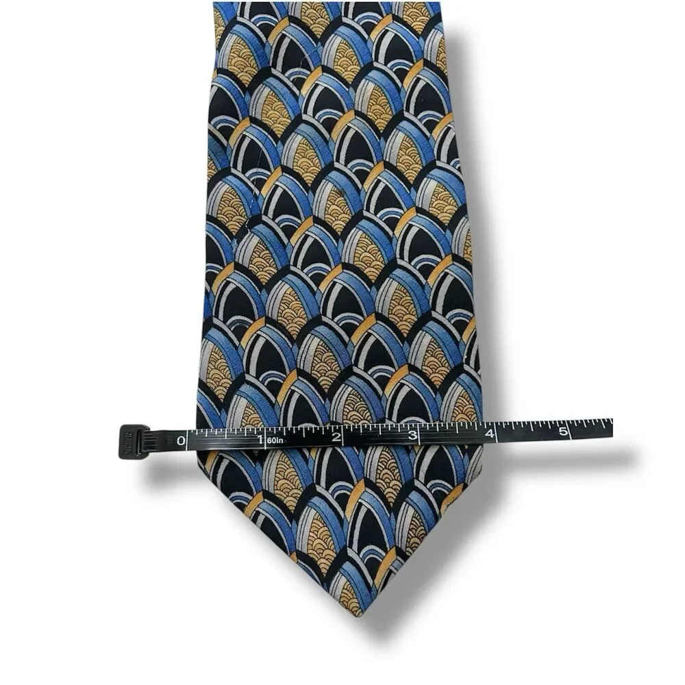 J Garcia 100% Vtg Men Tie 55” X 3.5” Blue & Yellow